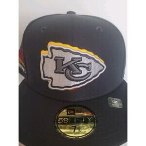 Kansas City Chiefs Hat Cap 2024 Draft Size 7 1/8 59Fifty Fitted Gray New Era